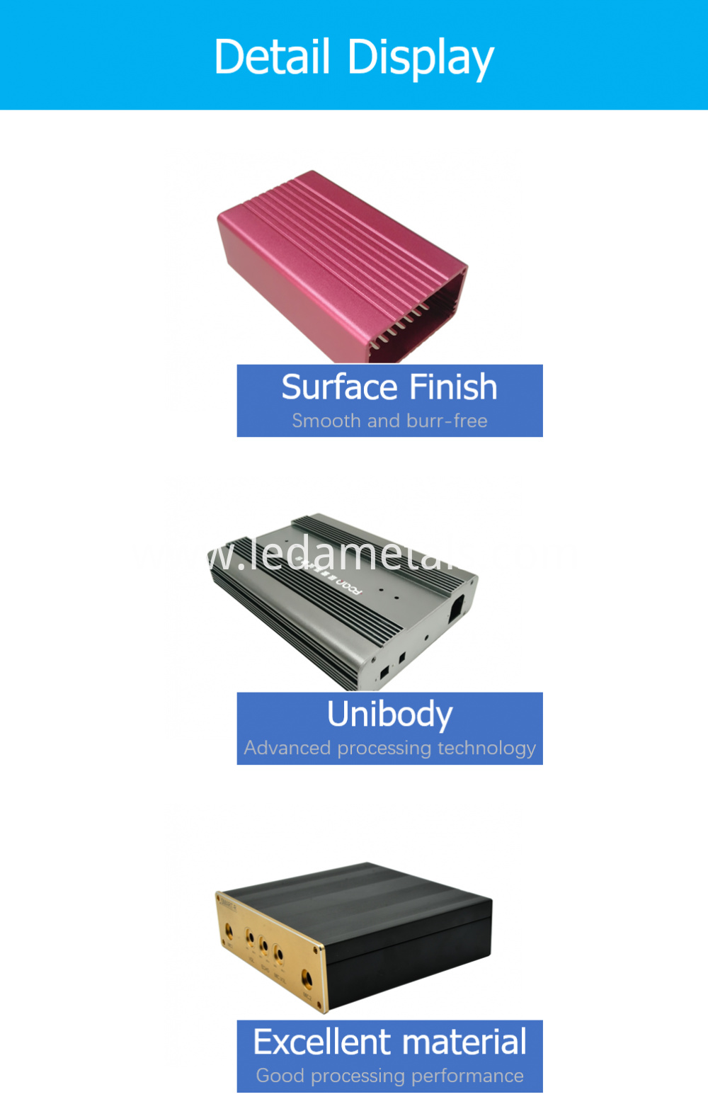 80*37mm Aluminum Extrusion Custom Audio Amplifier Enclosure China